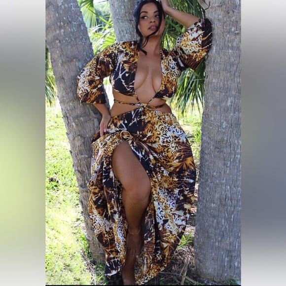 Pre loved Break Free Maxi Dress-Brown Combo - Picture 5 of 6